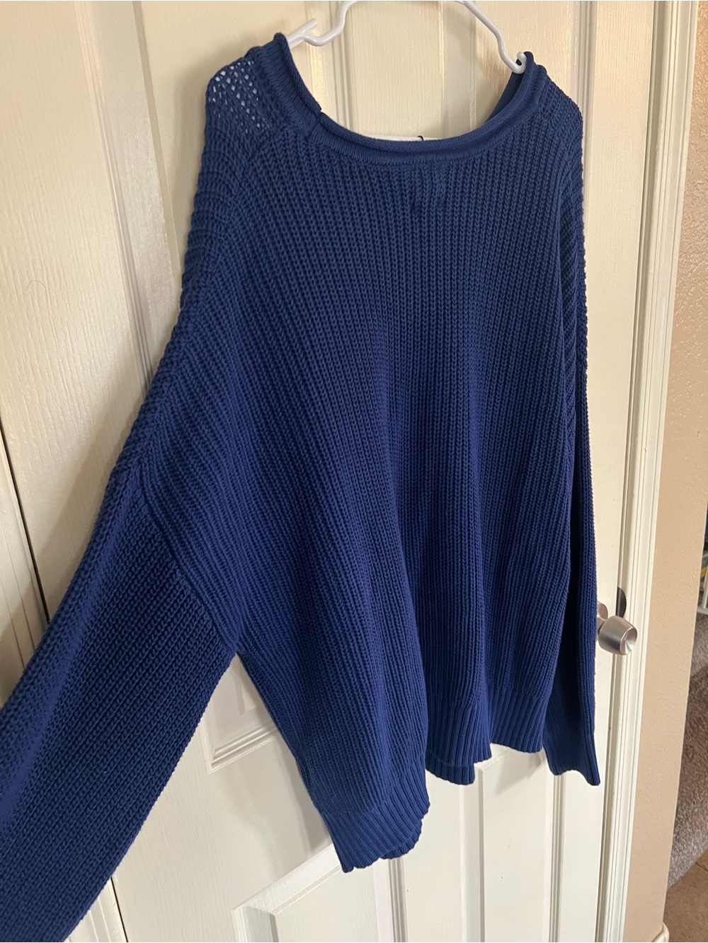 GAP Women’s Large Navy Blue 100% Cotton Chunky Knit Pullover Oversized NWT - Picture 9 of 9